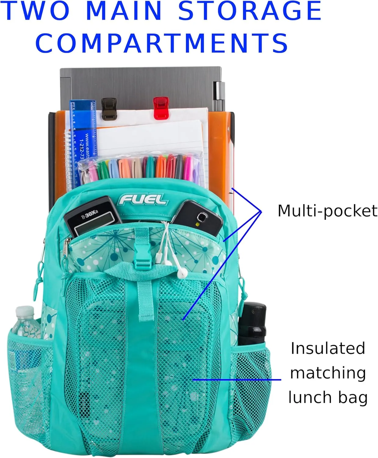 FUEL Travel Backpack Cooler Bag Lunchbox for Work Insulated Cooler Bag Lunch Bag Work Hiking Water Bottle Pockets