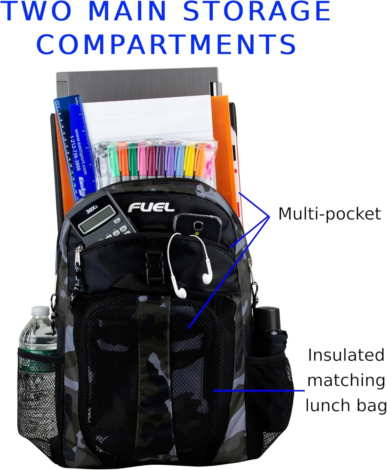 FUEL Travel Backpack Cooler Bag Lunchbox for Work Insulated Cooler Bag Lunch Bag Work Hiking Water Bottle Pockets