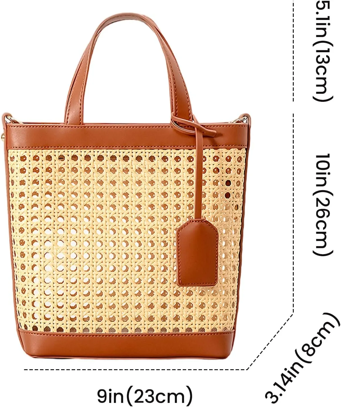 FUNSEED Handmade Rattan Handbag for Women Hollow Out Crossbody Woven Bag for Vacation