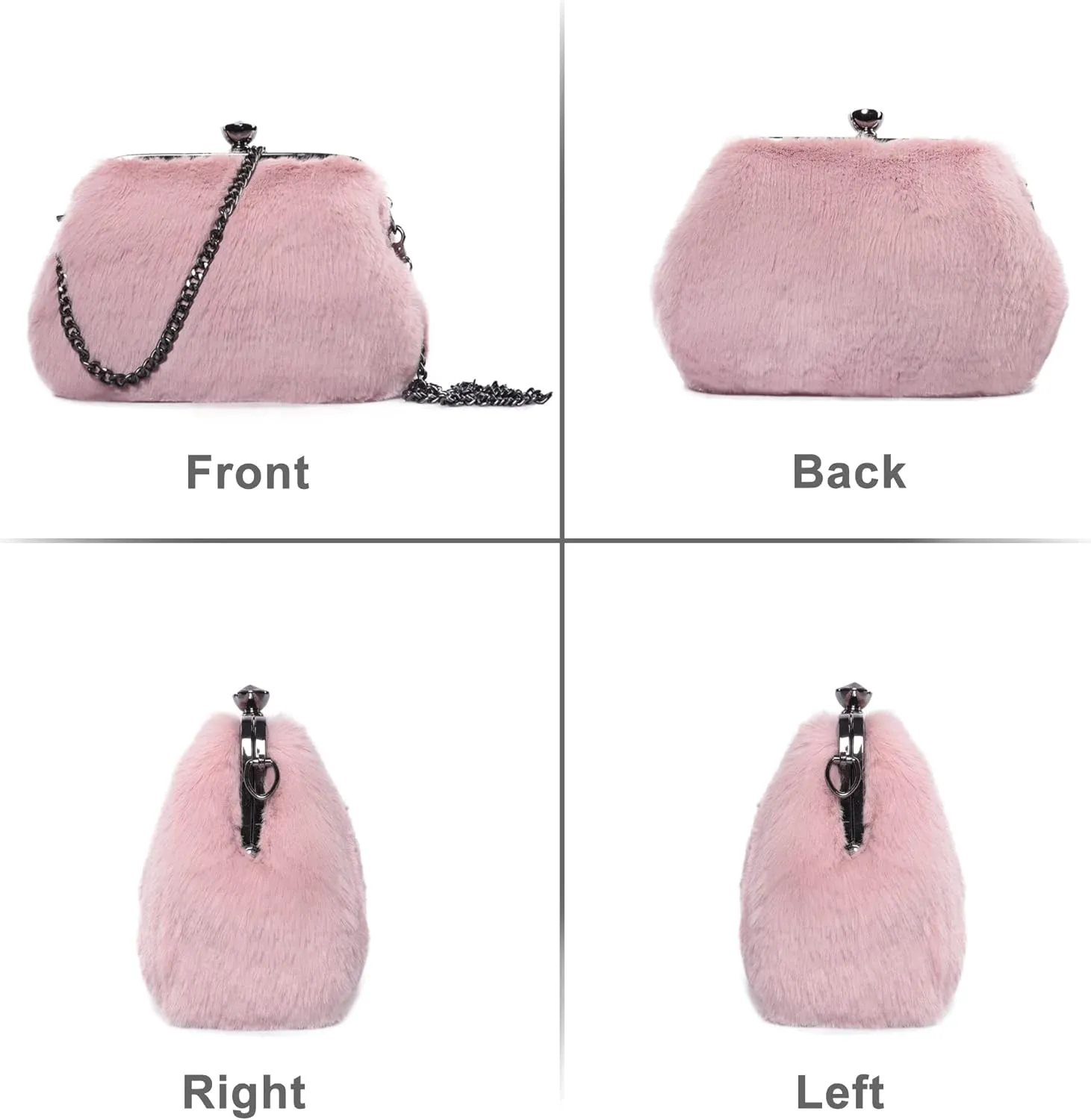 Fur Story Tote Bag Faux Fur Purses for Women Plush Handbag Fuzzy Shoulder Bag Big Capacity Black Purse for women’s Girls