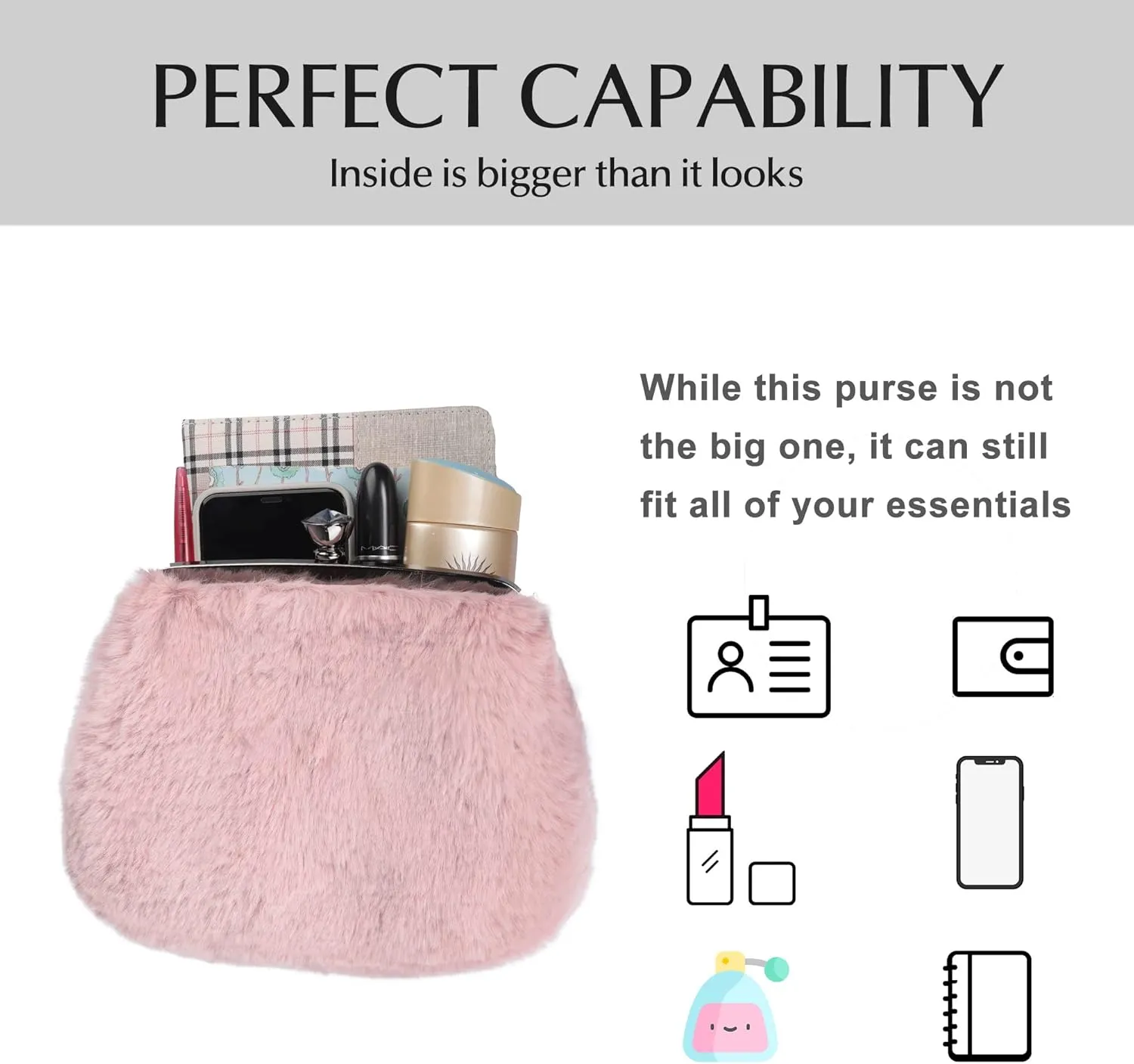Fur Story Tote Bag Faux Fur Purses for Women Plush Handbag Fuzzy Shoulder Bag Big Capacity Black Purse for women’s Girls