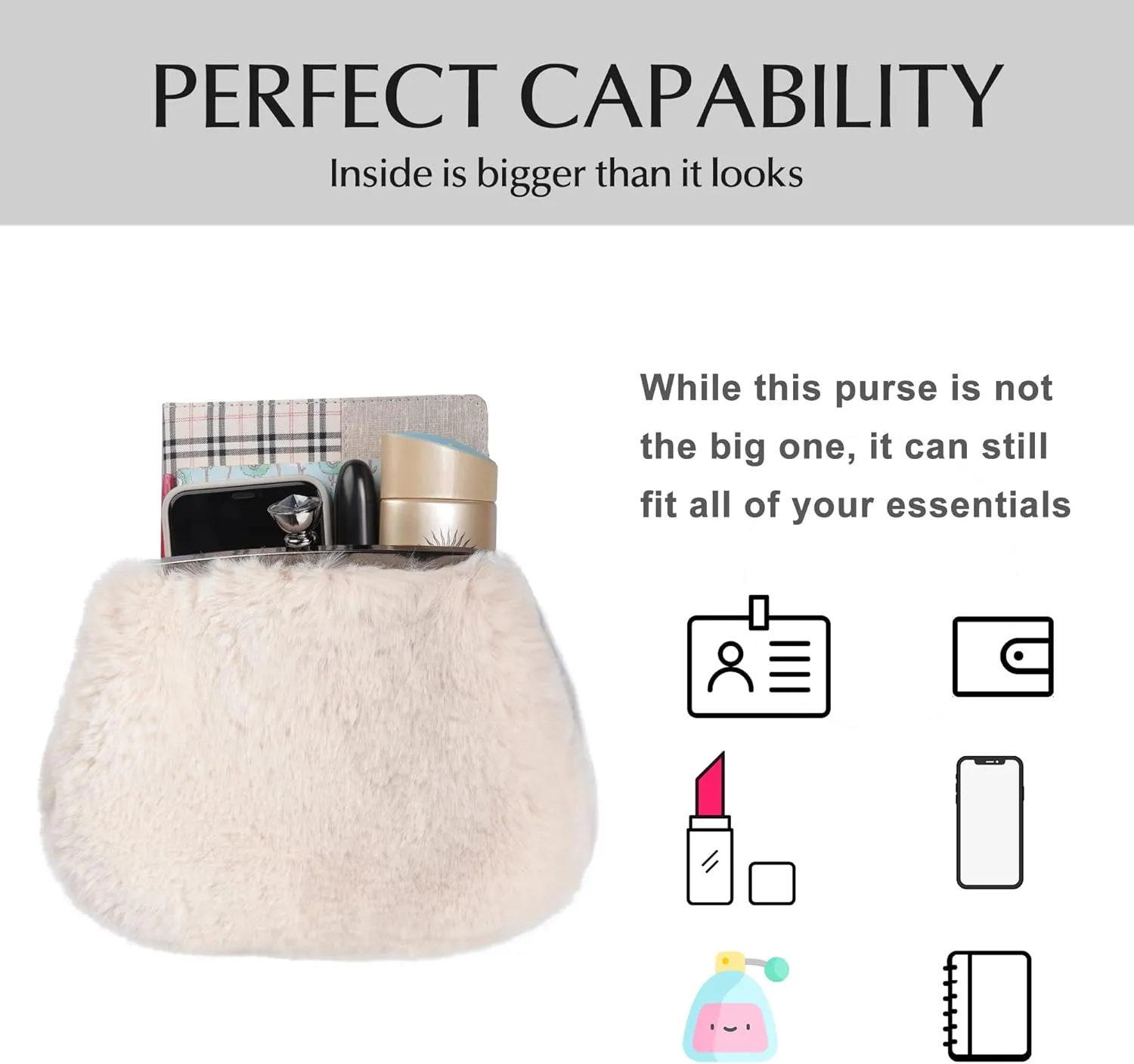 Fur Story Tote Bag Faux Fur Purses for Women Plush Handbag Fuzzy Shoulder Bag Big Capacity Black Purse for women’s Girls