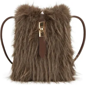 Furry Purse, Faux Fur Crossbody Bag Y2K Fluffy Bag Fuzzy Purses for Women
