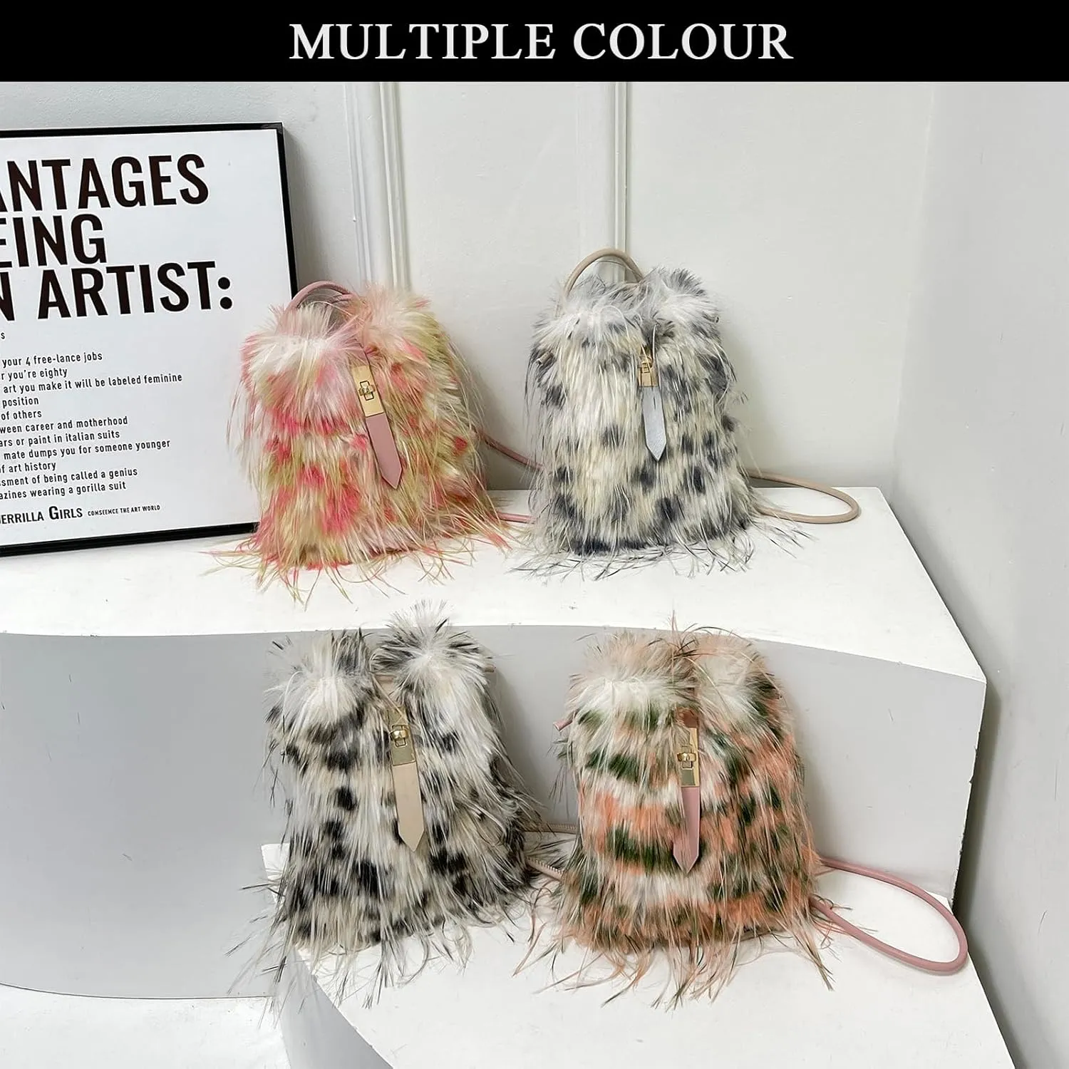Furry Purse, Faux Fur Crossbody Bag Y2K Fluffy Bag Fuzzy Purses for Women