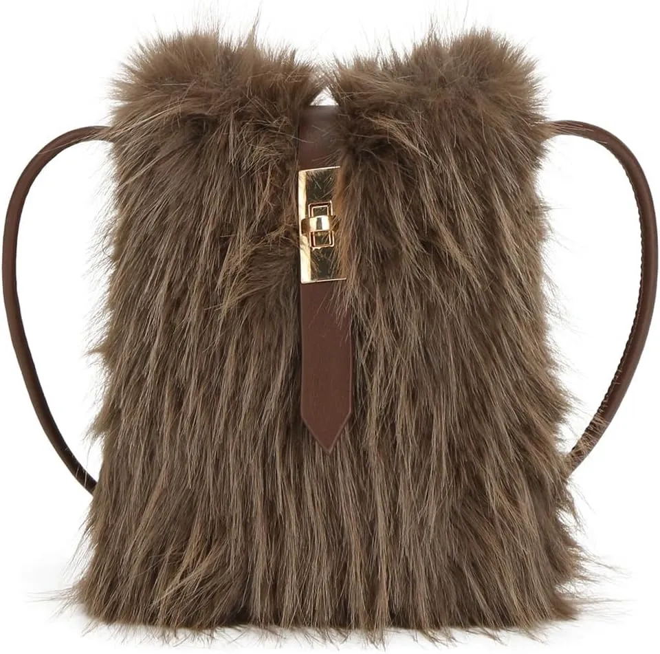 Furry Purse, Faux Fur Crossbody Bag Y2K Fluffy Bag Fuzzy Purses for Women