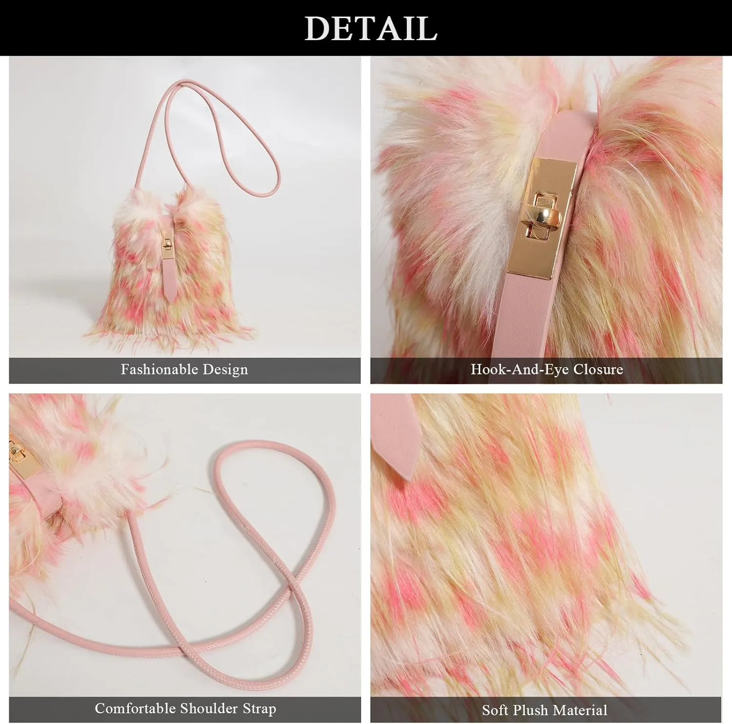 Furry Purse, Faux Fur Crossbody Bag Y2K Fluffy Bag Fuzzy Purses for Women