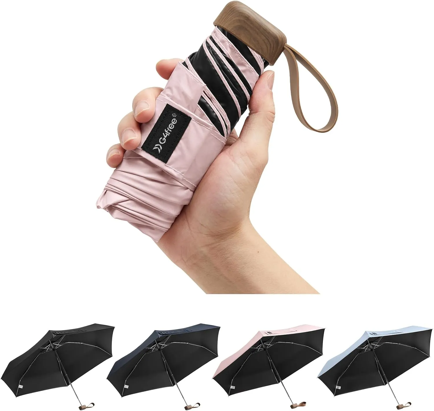 G4Free Mini Travel Folding Umbrella for Purse, Compact UPF 50  Sun & Rain UV Protection Small Umbrella, Lightweight Portable Fits in Pocket Wallet Bag Parasol for Commuter, Women, Men, Kids