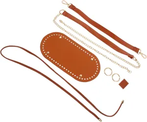 Gadpiparty DIY Rattan Woven Bucket Bag Kit Handmade Shoulder Bag Supplies Washable Crossbody Bag Materials Brown Pu Leather Hardware Accessories