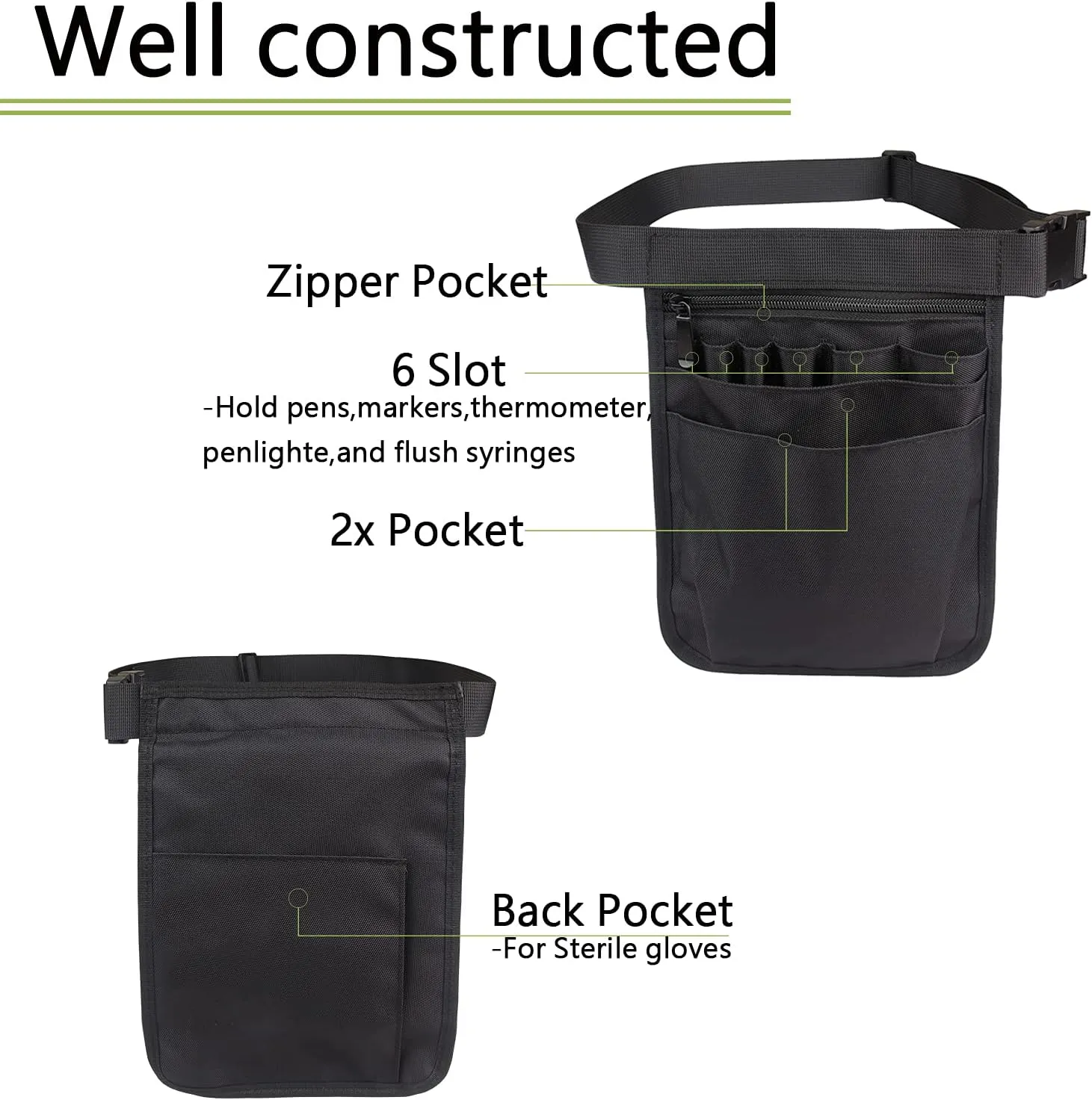 GEEDUD Nurse Fanny Pack, Nurse Pouch for Women Men Nurses Utility Pocket Organizer(Black)