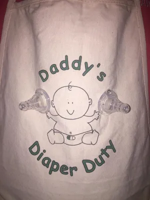 Genius Baby Toys | The ORIGINAL Daddy's Diaper Duty Apron and New Dad Gag Gift with Bottle Nipples, Gloves, Mask, Clothespins