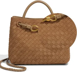 Genuine Leather Women's Top-handle Handbags Fashion Ladies Handbags Shoulder Bag Purse Woven Tote Bag for Women Clutch Bag