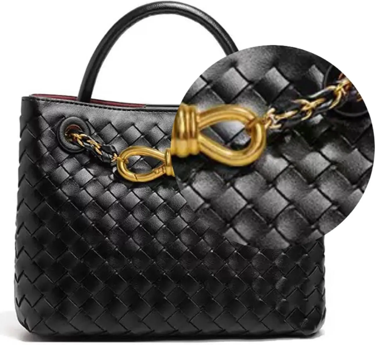 Genuine Leather Women's Top-handle Handbags Fashion Ladies Handbags Shoulder Bag Purse Woven Tote Bag for Women Clutch Bag