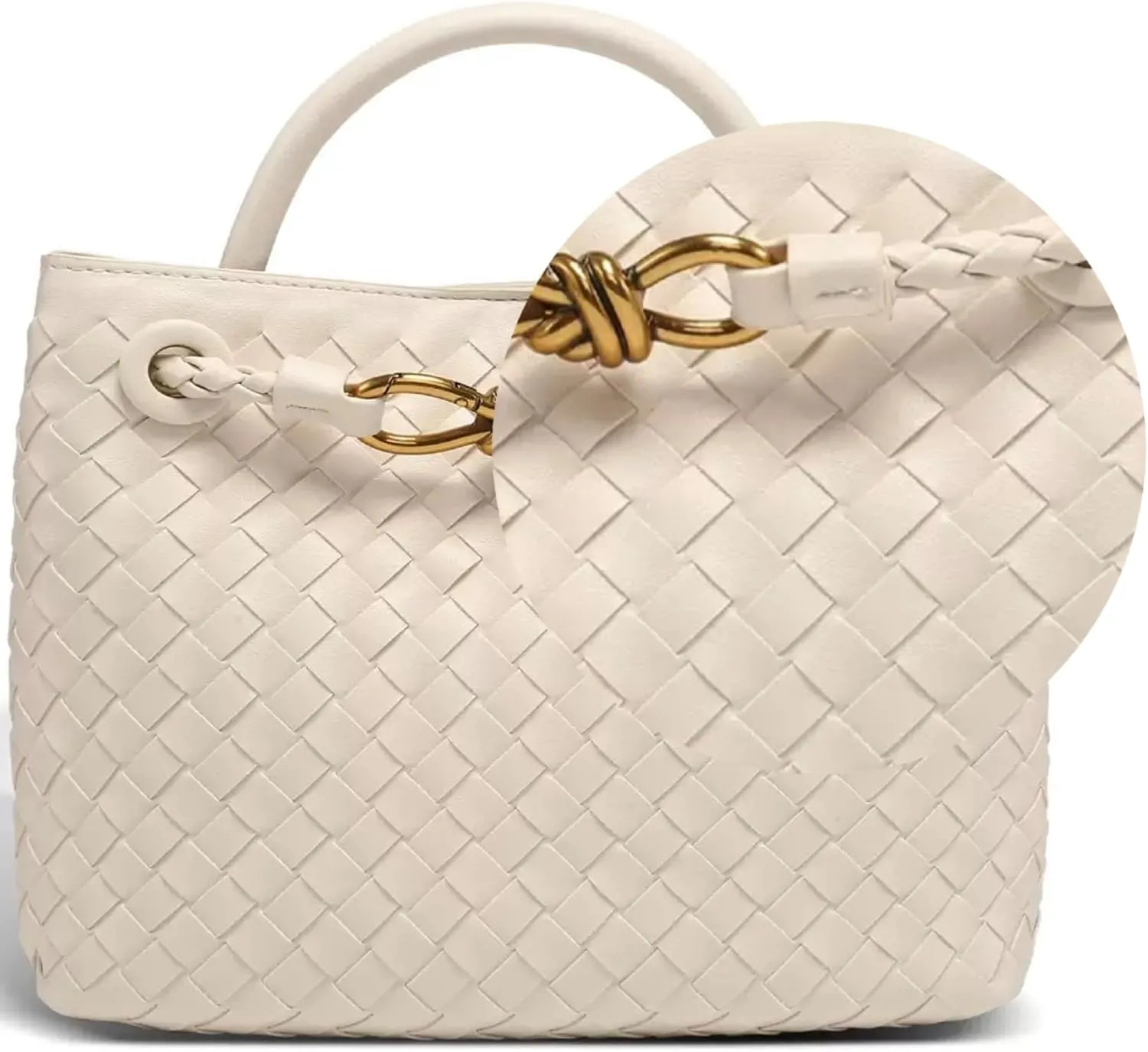 Genuine Leather Women's Top-handle Handbags Fashion Ladies Handbags Shoulder Bag Purse Woven Tote Bag for Women Clutch Bag