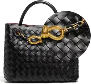 Genuine Leather Women's Top-handle Handbags Fashion Ladies Handbags Shoulder Bag Purse Woven Tote Bag for Women Clutch Bag