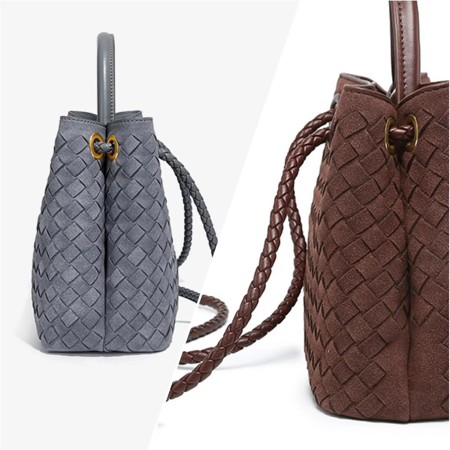 Genuine Leather Women's Top-handle Handbags Fashion Ladies Handbags Shoulder Bag Purse Woven Tote Bag for Women Clutch Bag