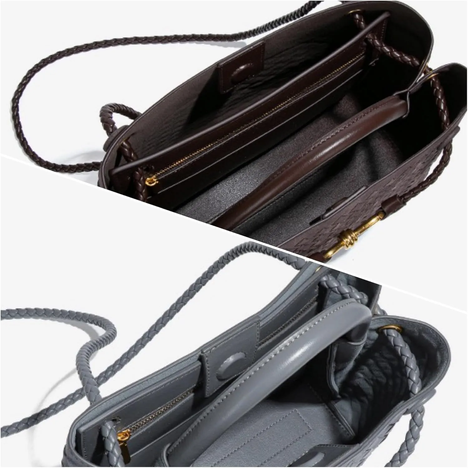 Genuine Leather Women's Top-handle Handbags Fashion Ladies Handbags Shoulder Bag Purse Woven Tote Bag for Women Clutch Bag