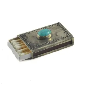 German Silver Matchbox with Turquoise