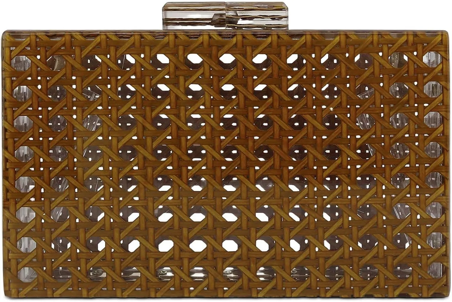 Gets Acrylic Handbags for Women Rattan Woven Clutch Purses Acrylic Evening Bag Square Box Clutch Bag for Prom Party