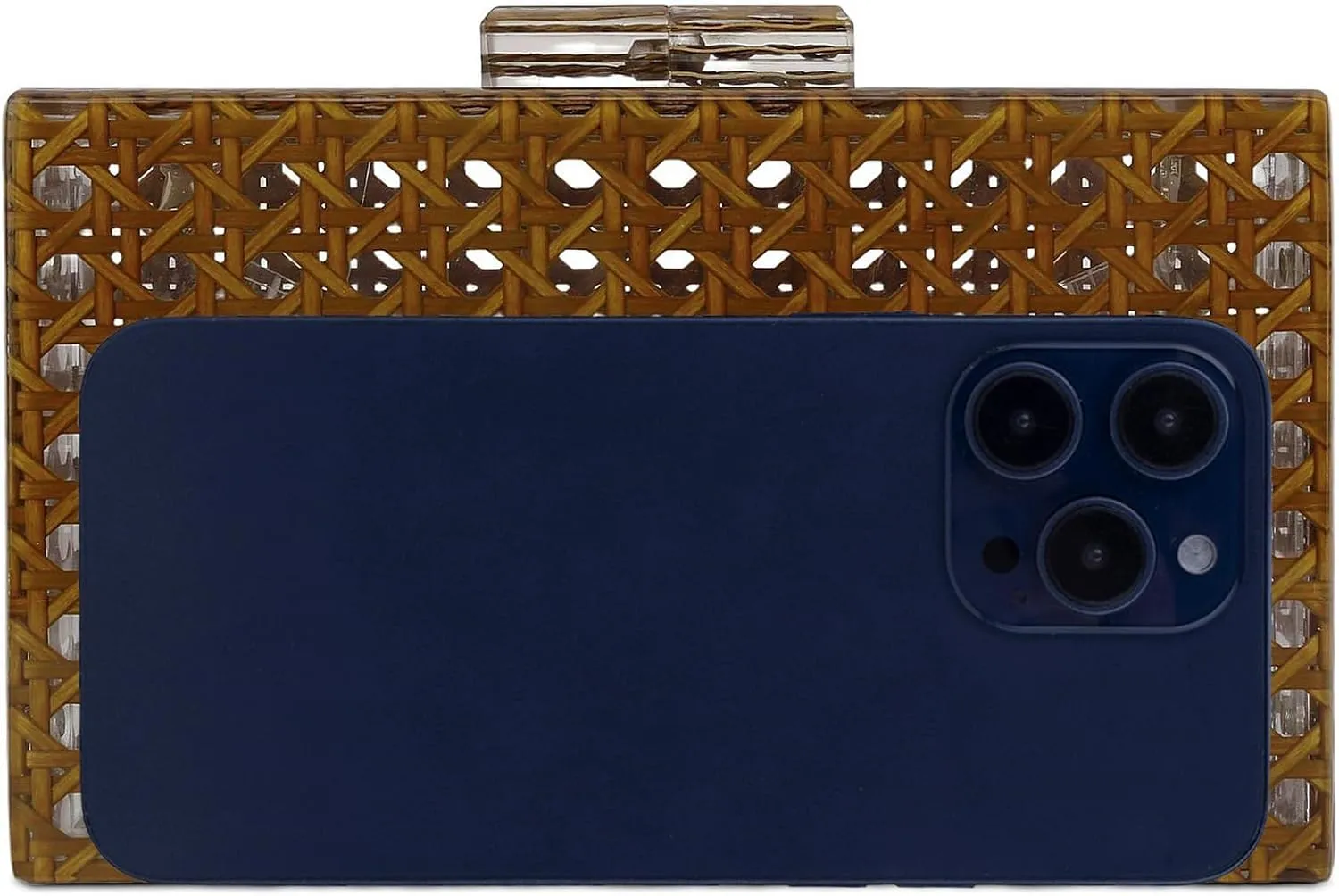 Gets Acrylic Handbags for Women Rattan Woven Clutch Purses Acrylic Evening Bag Square Box Clutch Bag for Prom Party