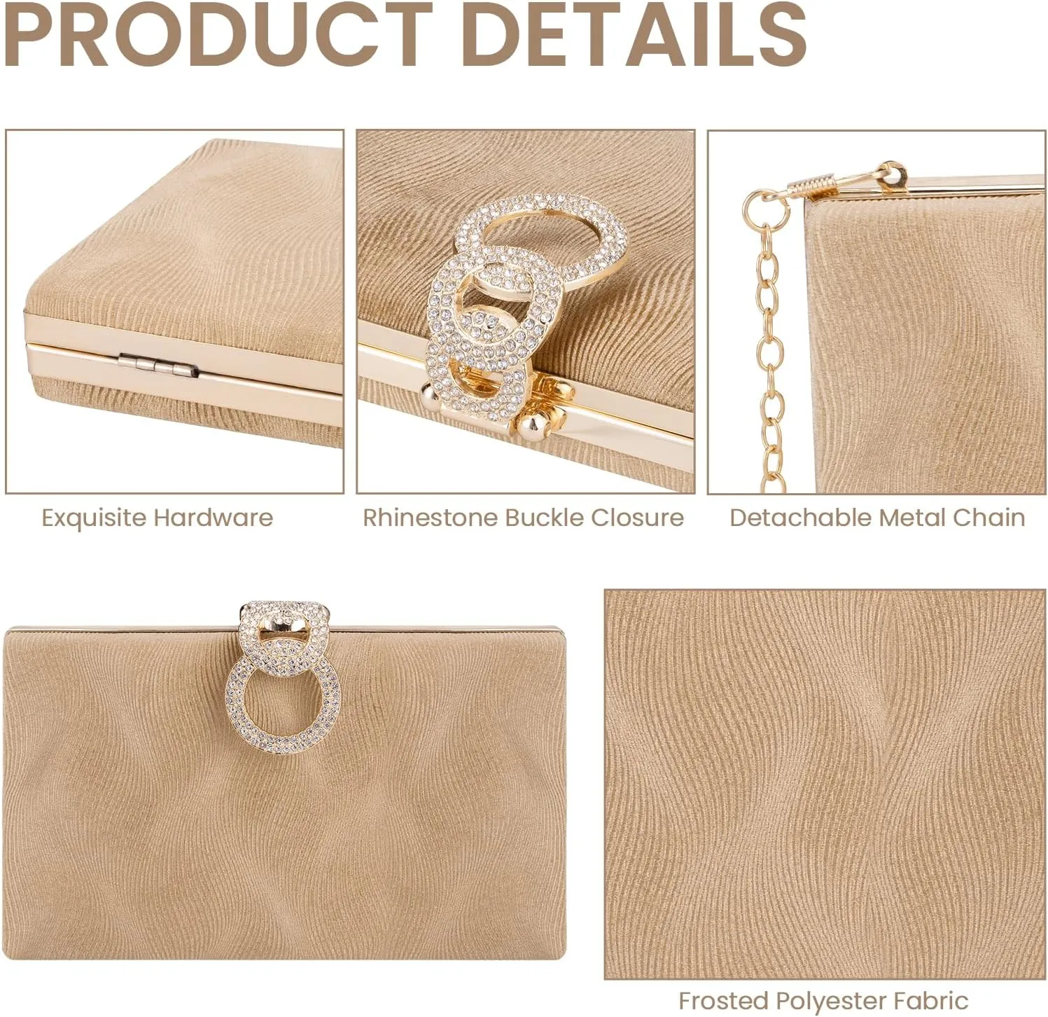 Gets Evening Clutch Purses for Women Handbags for Formal Bridal Wedding Party Cocktail Prom Small Crossbody Bag with Chain