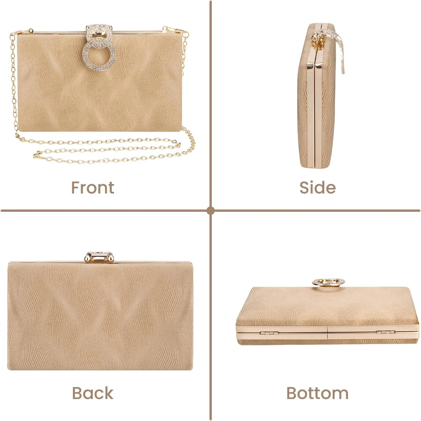 Gets Evening Clutch Purses for Women Handbags for Formal Bridal Wedding Party Cocktail Prom Small Crossbody Bag with Chain
