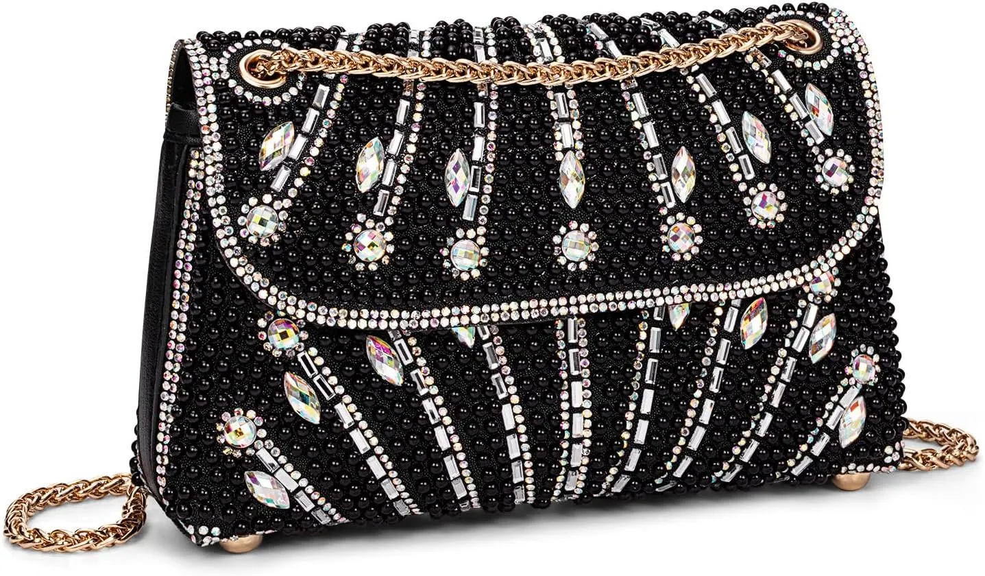Gets Sparkly Rhinestones Clutch Purses for Women Purses and Handbags for Wedding Party Evening Crossbody Bag with Chain