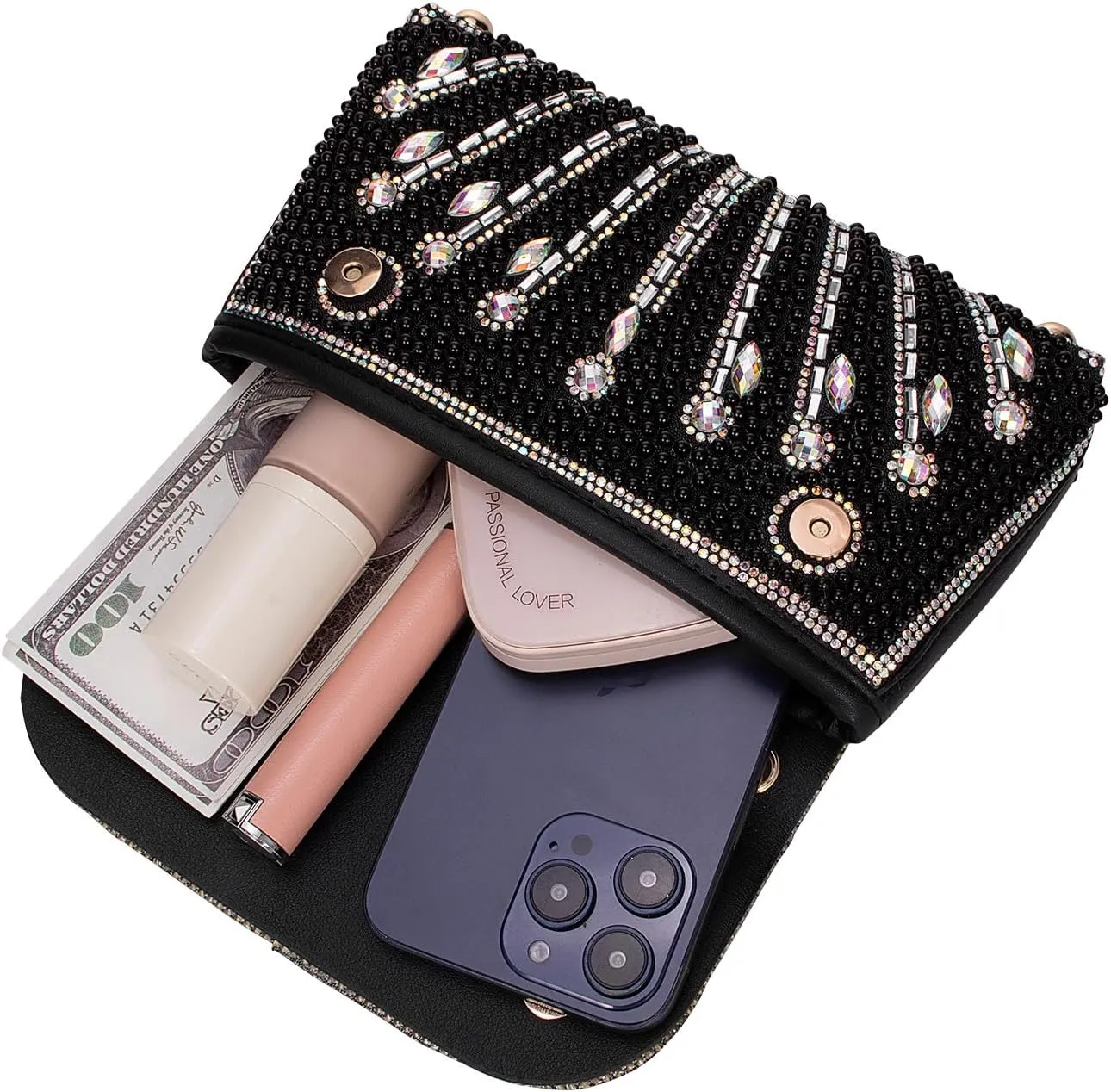 Gets Sparkly Rhinestones Clutch Purses for Women Purses and Handbags for Wedding Party Evening Crossbody Bag with Chain