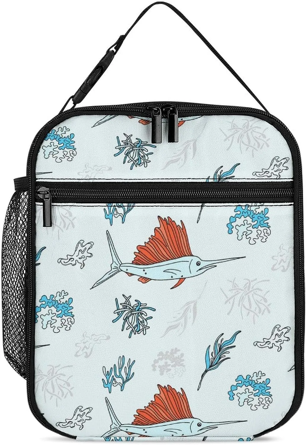 Giant Bluefin Tuna Fishes Portable Lunch Box Bag Tote Reusable Leakproof Insulated Lunchbox for Work Beach Picnic