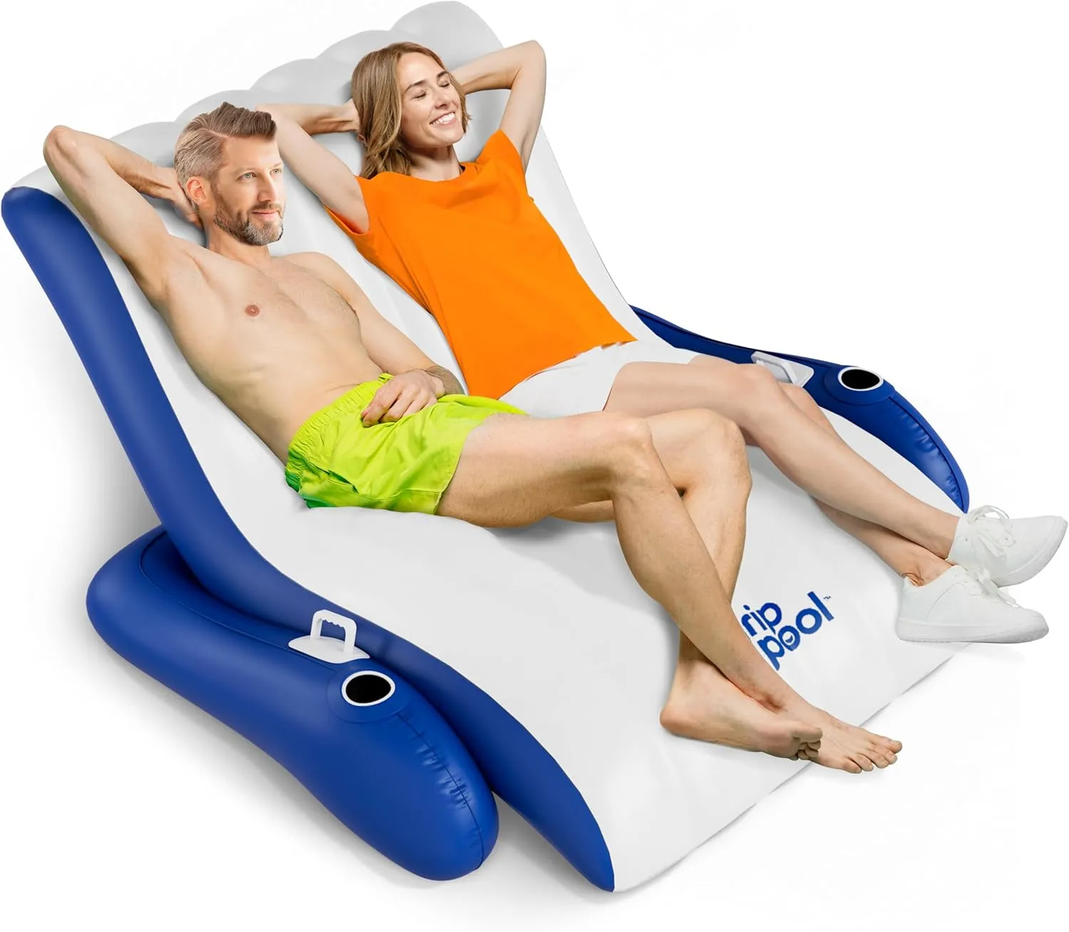 Giant Luxury Pool Float Recliner Chair for 1-2 Adults, Extra Large Heavy Duty Inflatable Pool Floats Adult, Lounger Raft for Pool Floating, Lake, River, Beach - Pool Accessory Lake House Gift