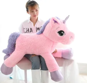 Giant Unicorn Stuffed Animal Toys,Soft Large Unicorns Plush Pillow for Bedroom, Valentines, Pink, 39.4"