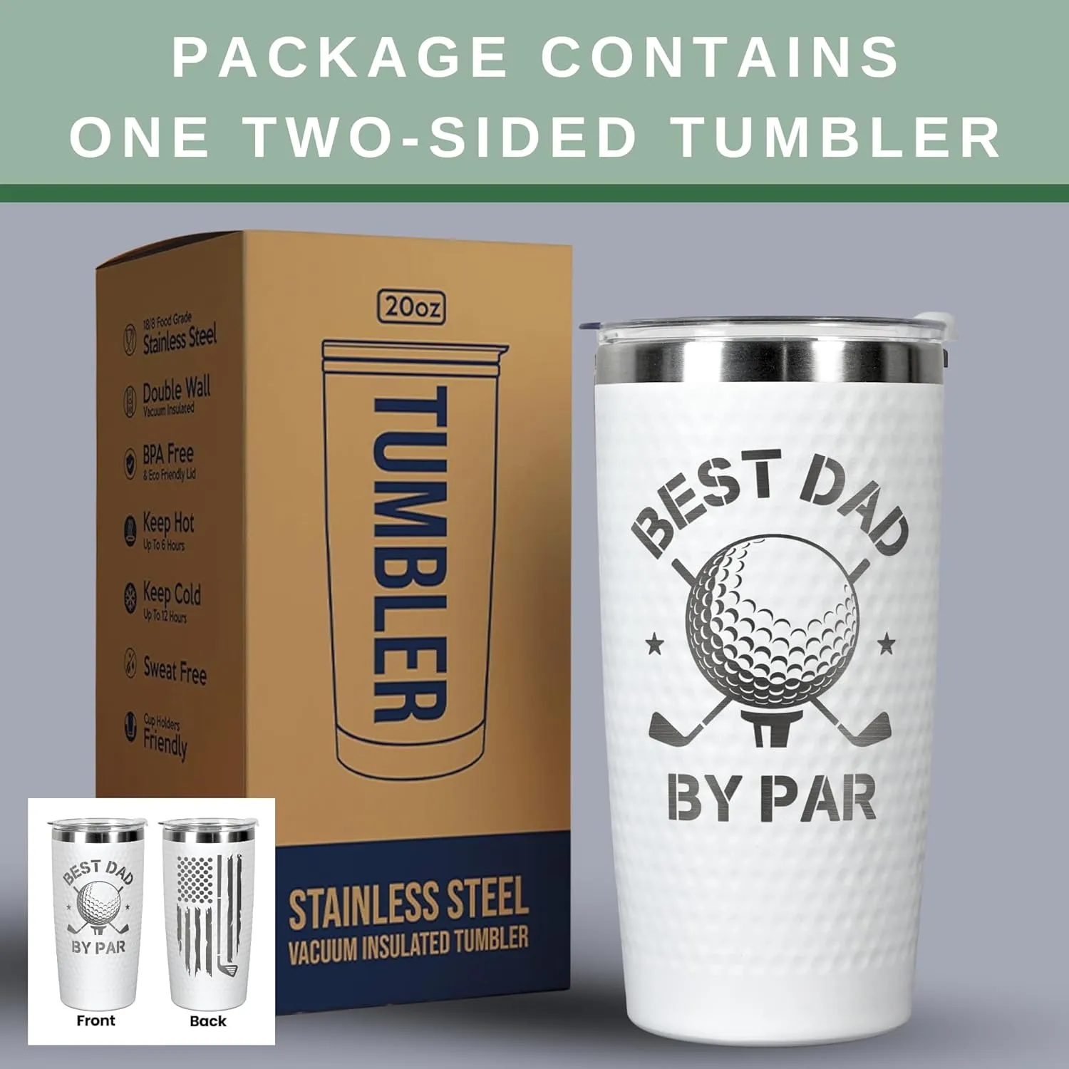 Golf Gifts for Dad - Fathers Day Golf Gifts for Men, Dad, Husband - Funny Golfer Gift - Father's Day Golfer Ideas for Men, Golfers - Fathers Day Gift - 20 Oz Stainless Steel Tumbler