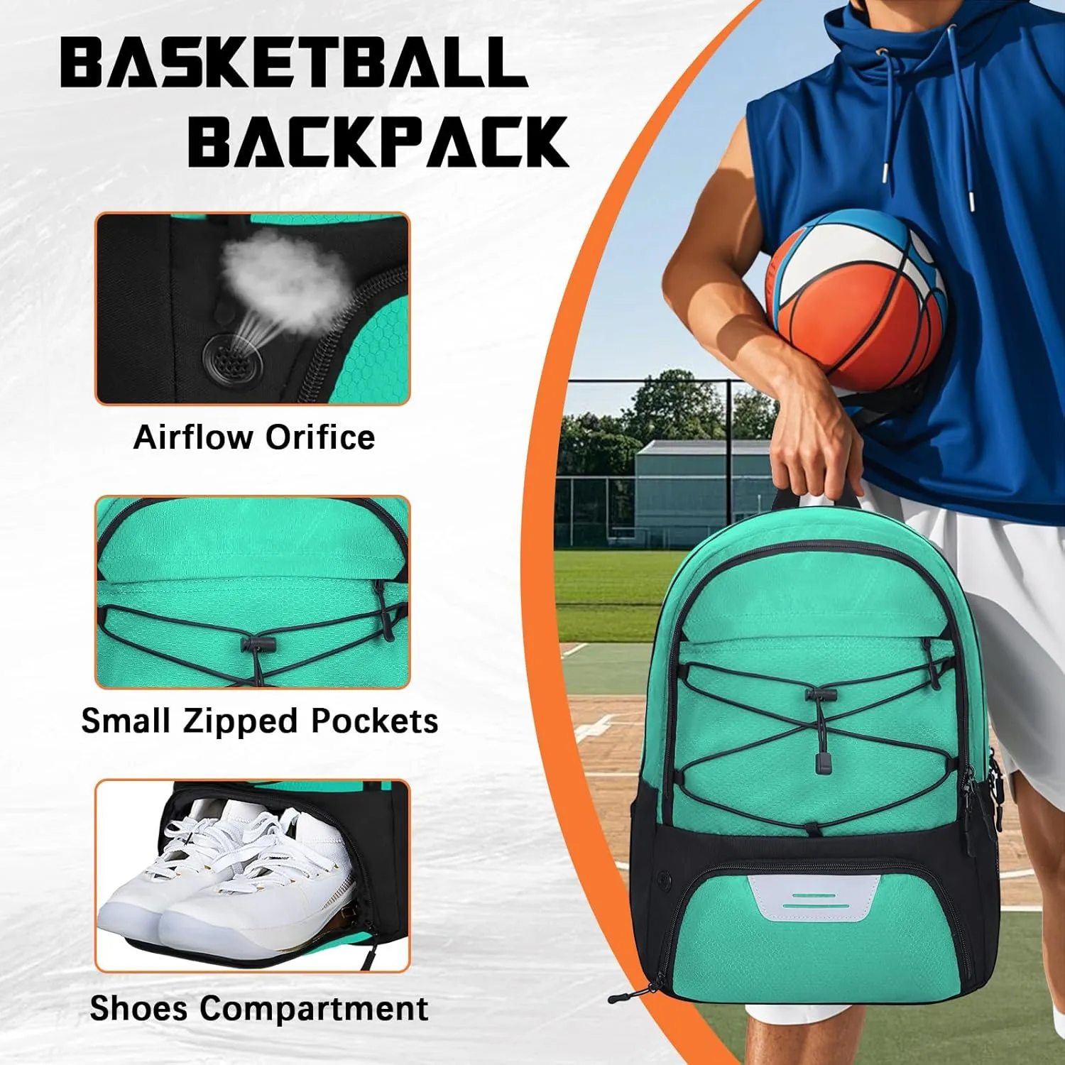 Goloni Soccer Backpack,Soccer Bag with Ball Holder & Shoe Compartment,Large Sports Bag for Basketball, Volleyball,Football