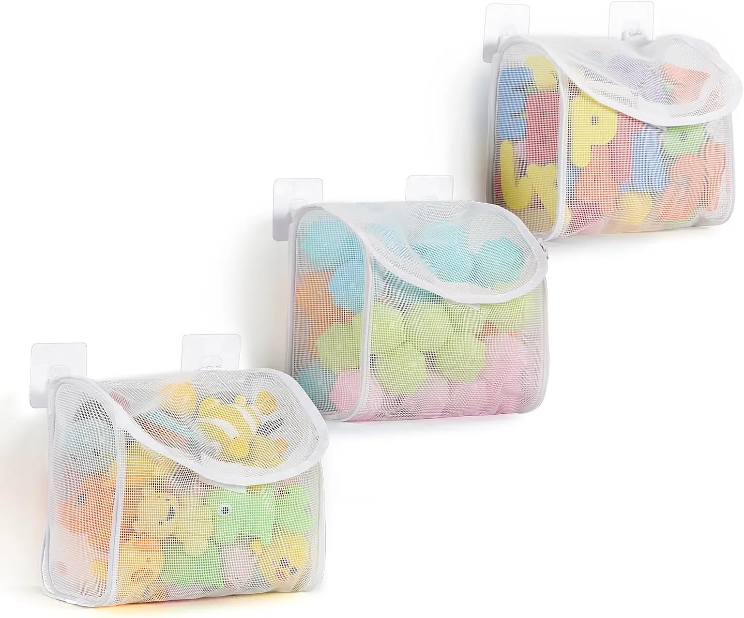 Goowin Bath Toy Storage, Bath Toy Holder, 3 Compartment Large Openings Bath Toy Organizer, Large Capacity Bath Tub Toy Holder, Kids Bathtub Toy Storage For Accessing & Sorting Toys (White, Upgrade)