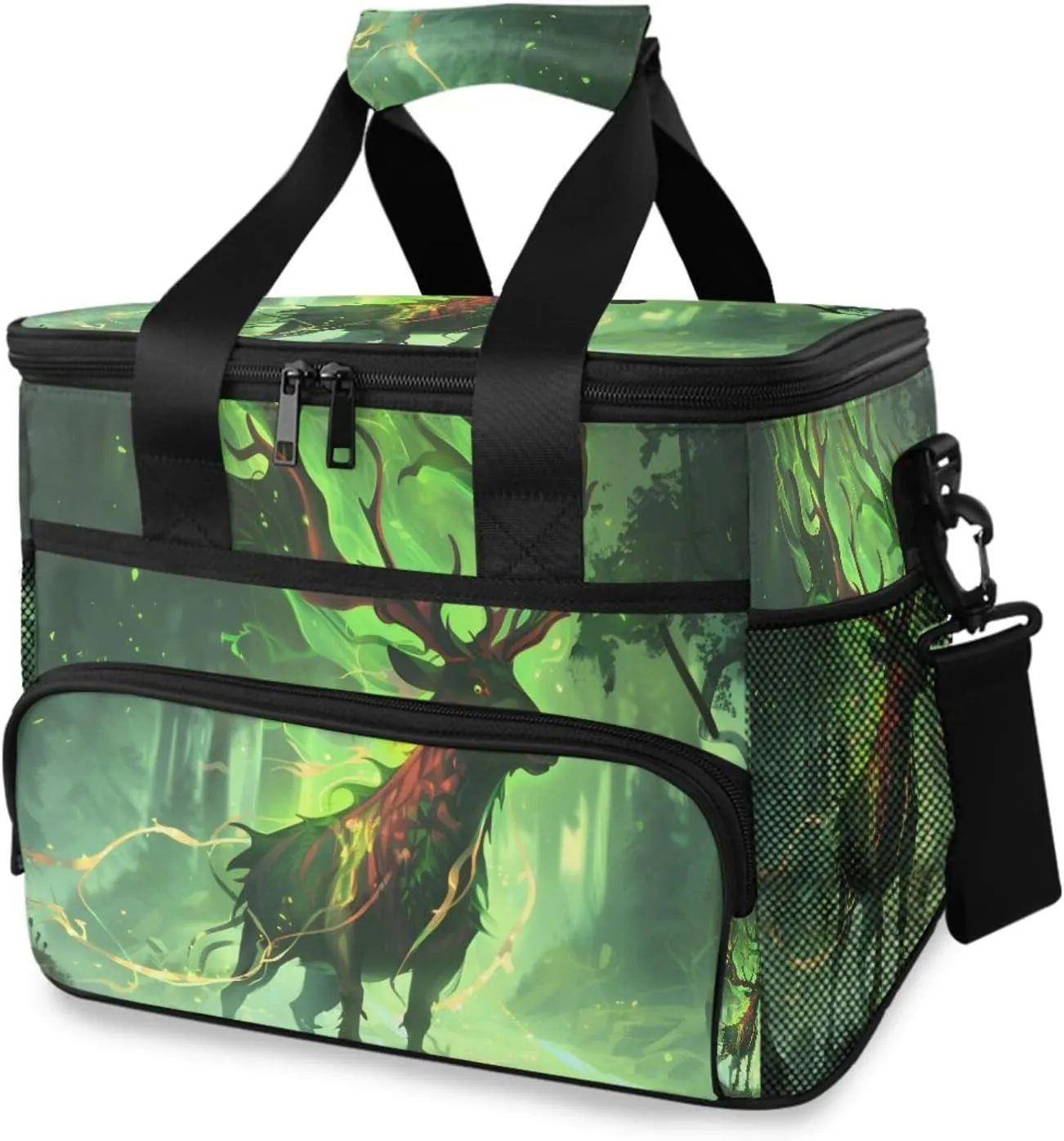 Green Elk Galaxy Froest Cooler Bag Insulated Cooler Soft Sided Cooler 24 Can Portable Picnic Bag Large Leakproof Lunch Bag Box for Beach Grocery Camping Travel Car Men Women