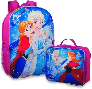 Group Ruz Frozen Anna, Elsa 16" Backpack with Detachable Matching Lunch Box