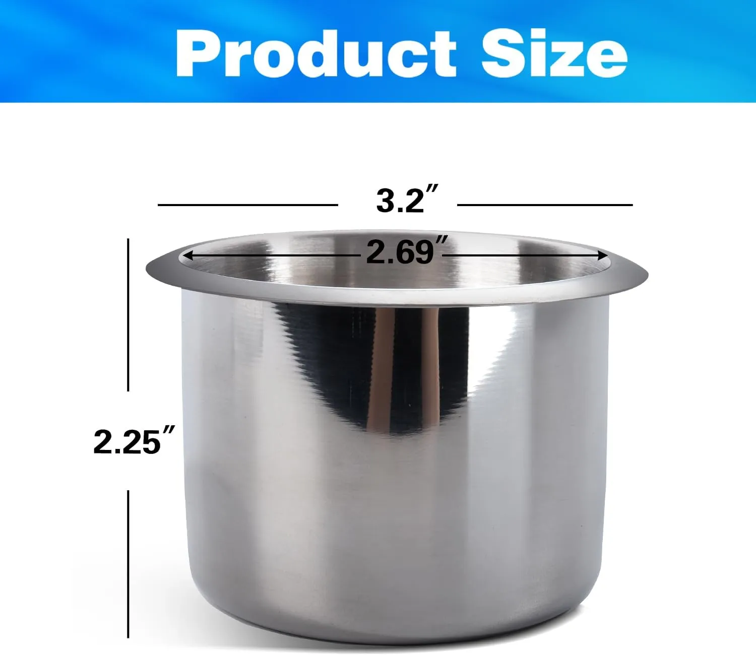 GSE Games & Sports Expert Stainless Steel Cup Holder, Drop-in Cup Holder for Casino Poker Tables, Work Desks, Boats, RVs, Cars & Trucks