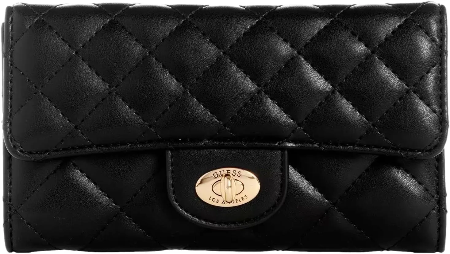 GUESS Stars Hollow Quilted Slim Clutch, Black