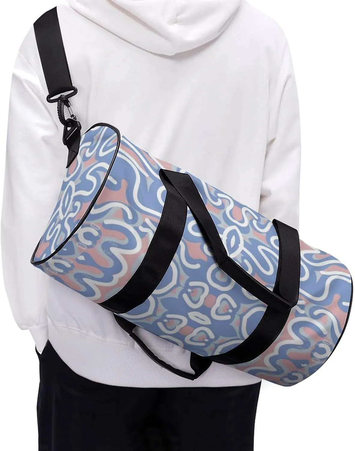 Gym Bag for Men Women Lightweight Sports Duffle Bag with Multiple Compartments Cylindrical Gym Bag for Fitness Travel And Outdoor Activities Ater Resistant Yoga Bag Training Bag Pastel Waves