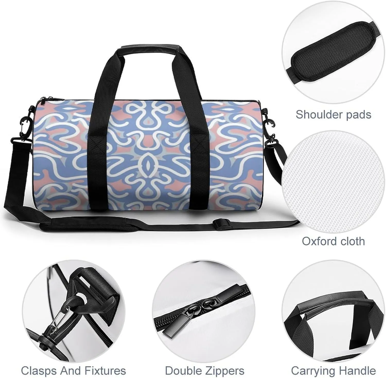 Gym Bag for Men Women Lightweight Sports Duffle Bag with Multiple Compartments Cylindrical Gym Bag for Fitness Travel And Outdoor Activities Ater Resistant Yoga Bag Training Bag Pastel Waves