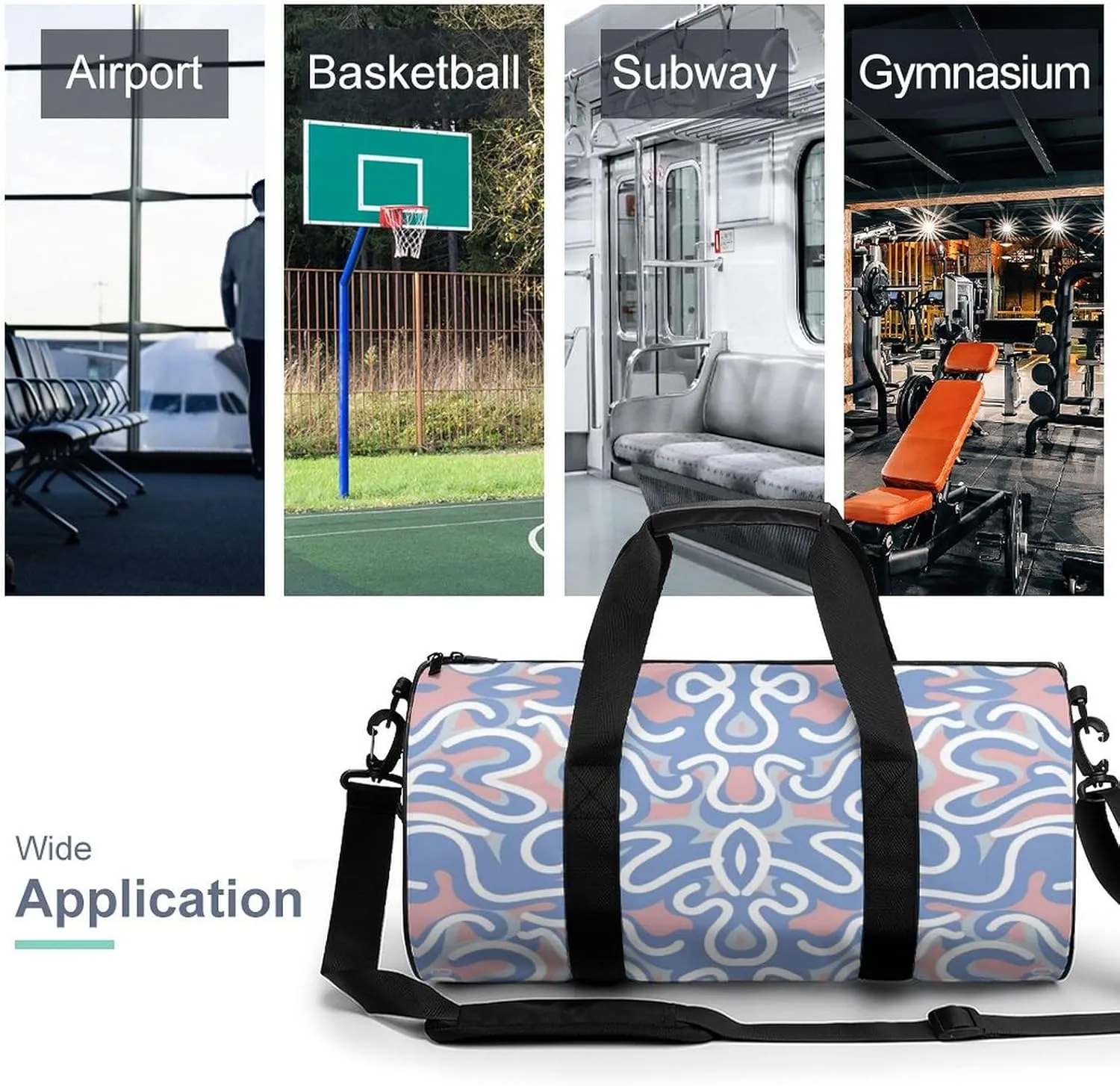 Gym Bag for Men Women Lightweight Sports Duffle Bag with Multiple Compartments Cylindrical Gym Bag for Fitness Travel And Outdoor Activities Ater Resistant Yoga Bag Training Bag Pastel Waves