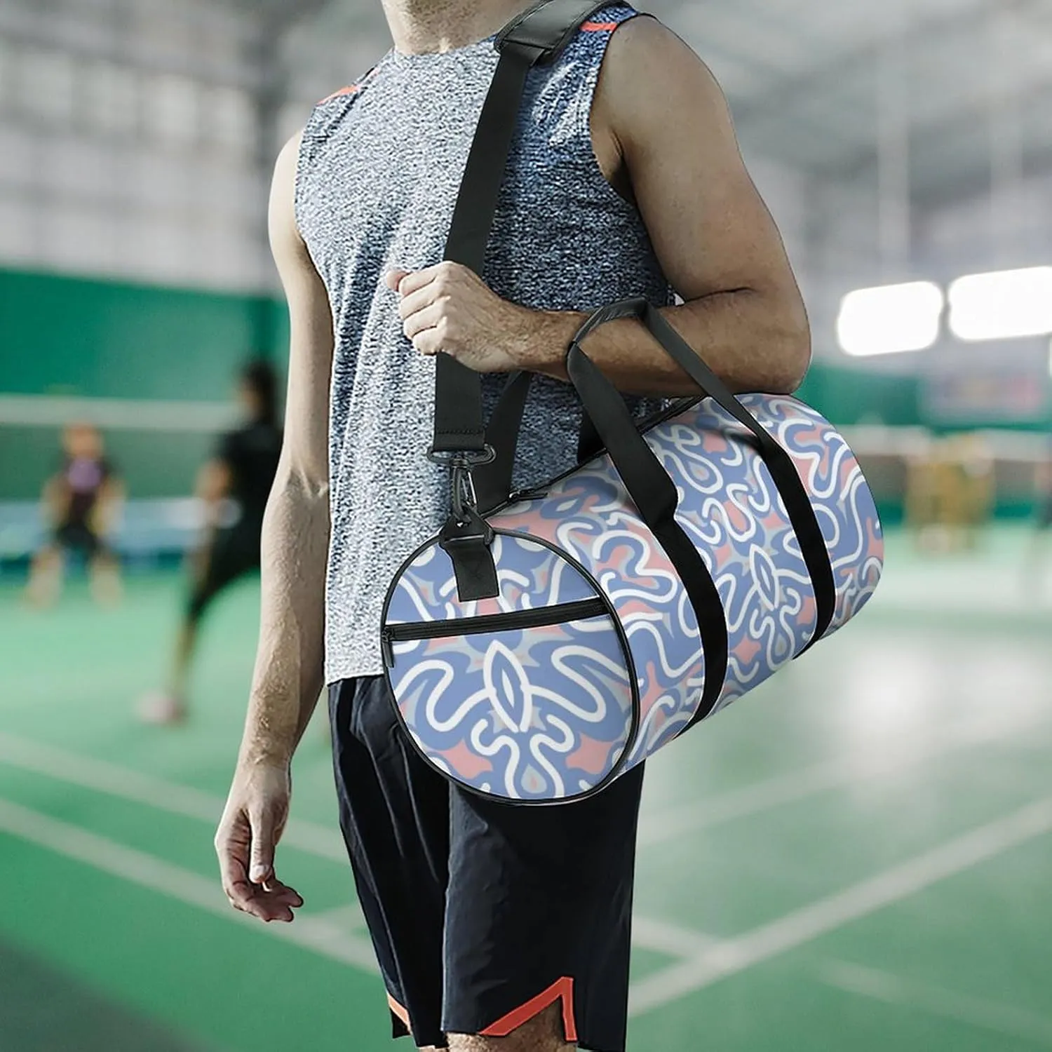 Gym Bag for Men Women Lightweight Sports Duffle Bag with Multiple Compartments Cylindrical Gym Bag for Fitness Travel And Outdoor Activities Ater Resistant Yoga Bag Training Bag Pastel Waves