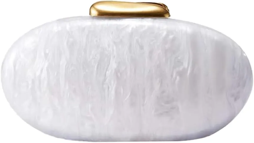 Halemet Acrylic Shell Shaped Clutch Purses Women Glossy Irregular Bag Acrylic Evening Bag with Chain Cocktail Party Wedding
