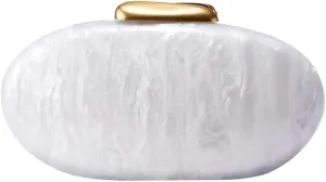 Halemet Acrylic Shell Shaped Clutch Purses Women Glossy Irregular Bag Acrylic Evening Bag with Chain Cocktail Party Wedding