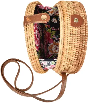 Handwoven Round Rattan Bag