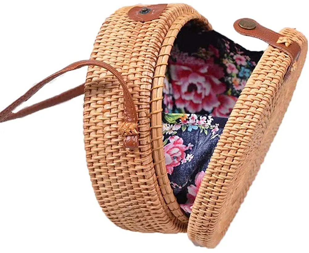 Handwoven Round Rattan Bag