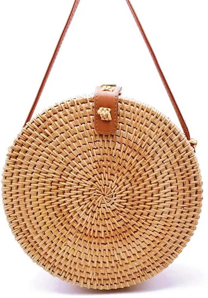 Handwoven Round Rattan Bag