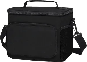 HAOMUK Lunch Box for Men Women, Insulated Lunch Bag for Adult Small Reusable Leakproof LunchBox for Work Office Picnic Beach Soft Cooler Bag with Adjustable Shoulder Strap (Black)