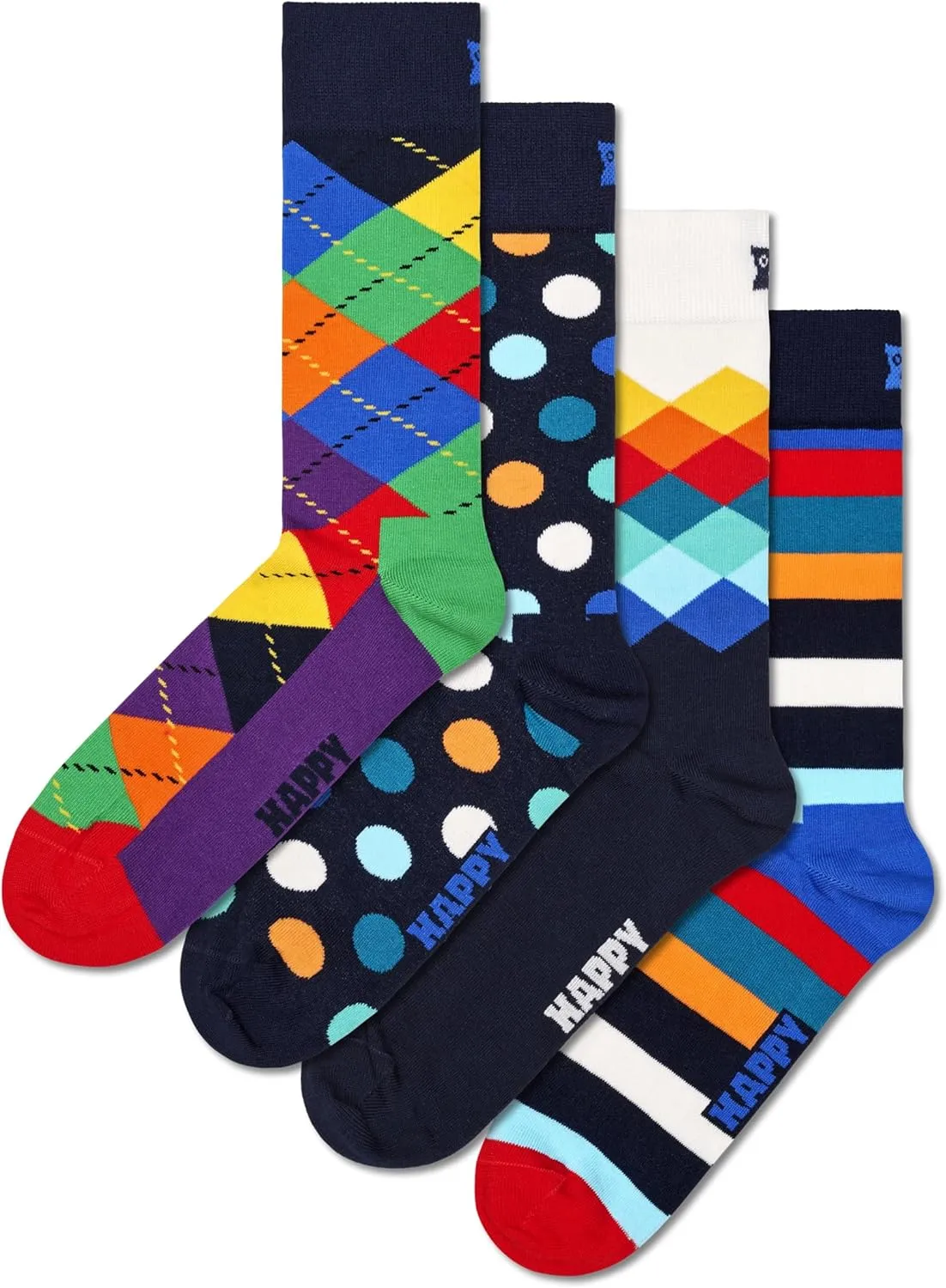 Happy Socks Geometric Patterns Designs - Socks for Men and Women, Multicolor Gift Boxes - made with Sustainable Cotton
