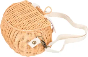 Happyyami Elegant Boys and Girls Crossbody Bag Rattan Woven Tote Storage Bag for Boys and Girls Decor Travel Shopping