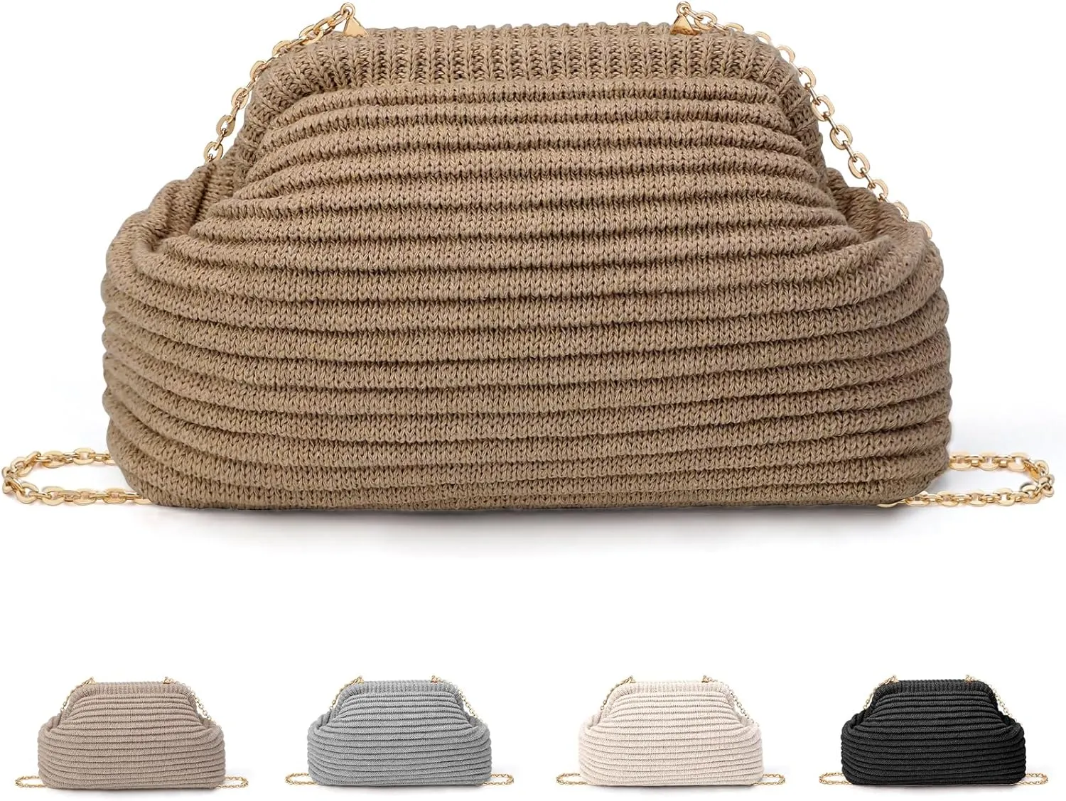 hatisan Crochet Clutch Purses for Women Knit Evening Bag Handbag Shoulder Crossbody Bag for Wedding Party